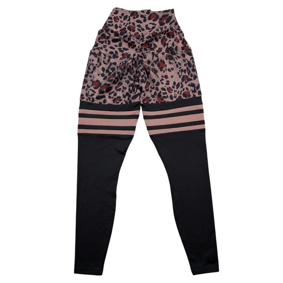 Bombshell Sportswear Scrunch Thigh-Highs Leggings Women Small Cheetah Butt Lift - Picture 10 of 12